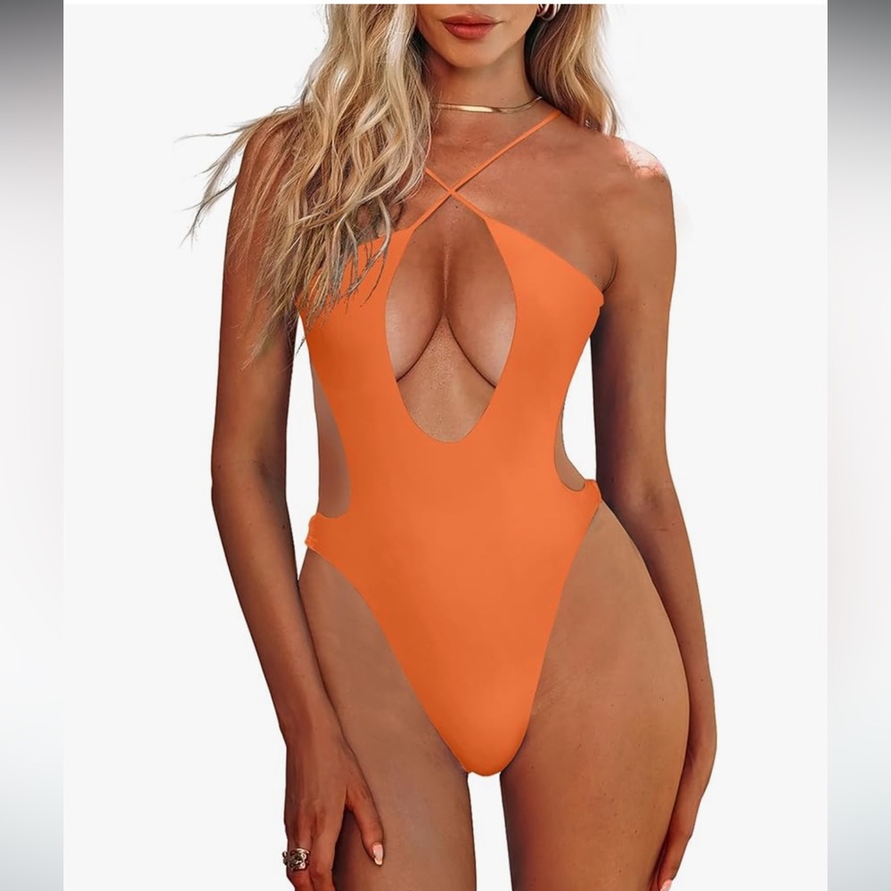 Orange one piece bikini